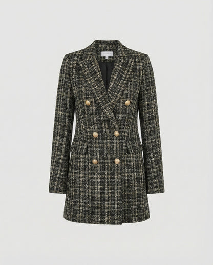 Damen Blazer Tweed Modern mit Doppelknöpfen
