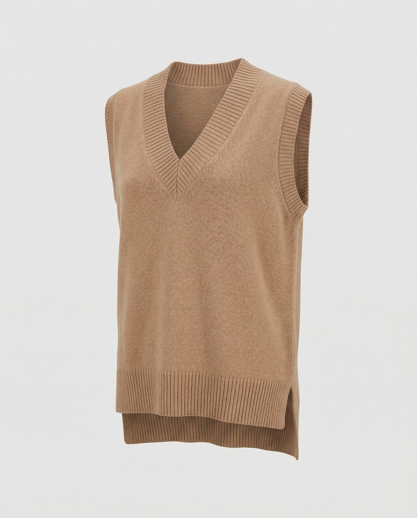 Damen Strickweste V-Ausschnitt Rippmuster Modern