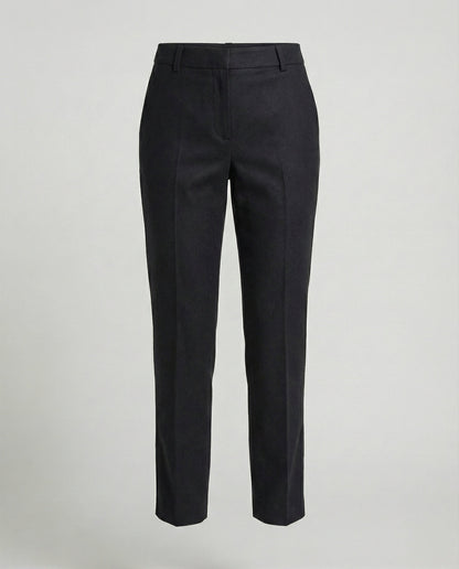 Damen Stoffhose Slim Fit Woll Schwarz Elegante Hose