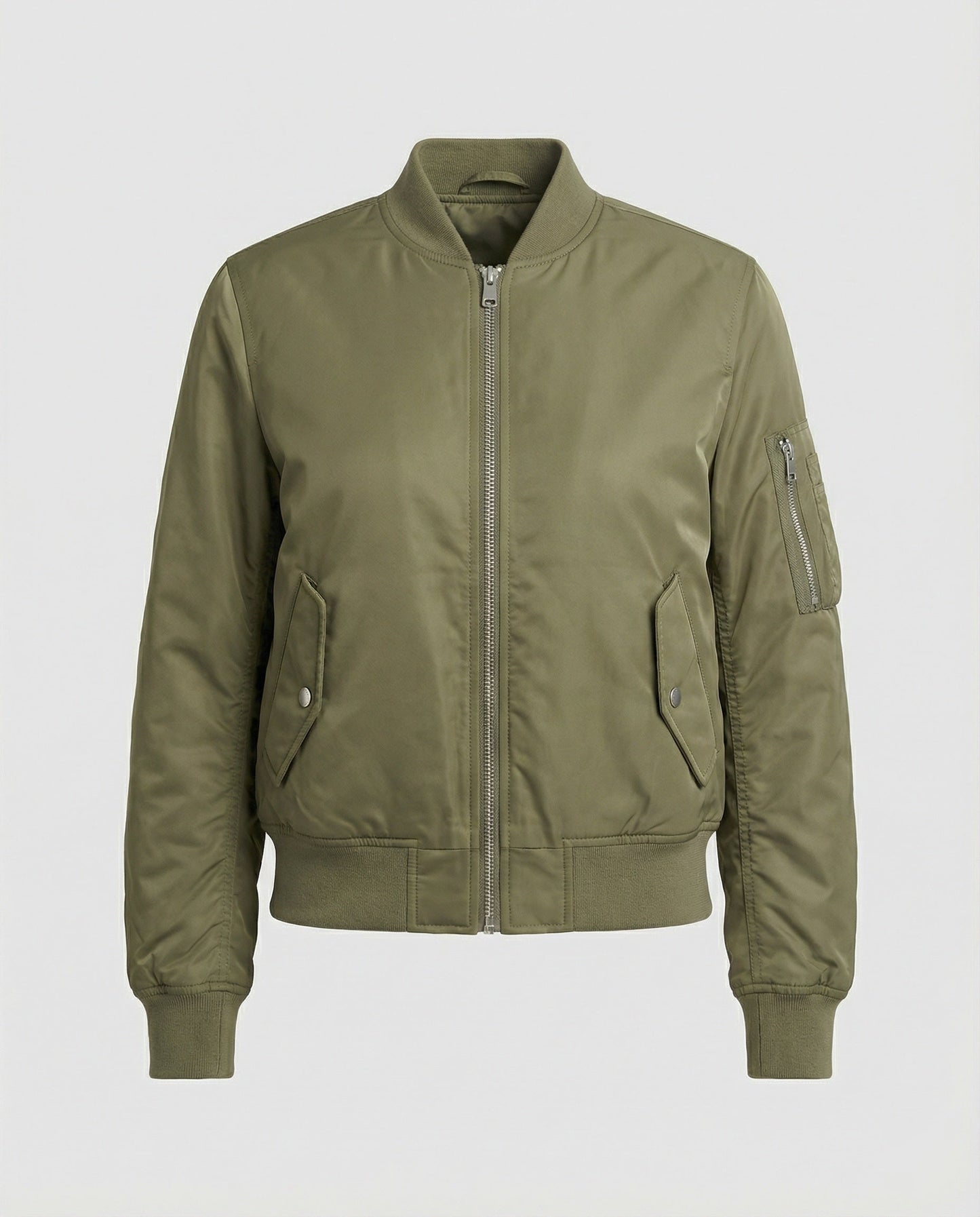 Damen Bomberjacke Reißverschluss Schwarz Modern
