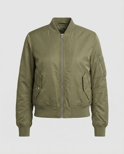 Damen Bomberjacke Reißverschluss Schwarz Modern