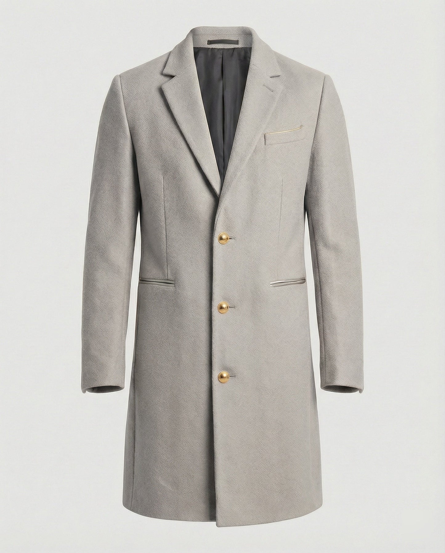 Männer Trenchcoat Eleganter Wollmantel Schwarz