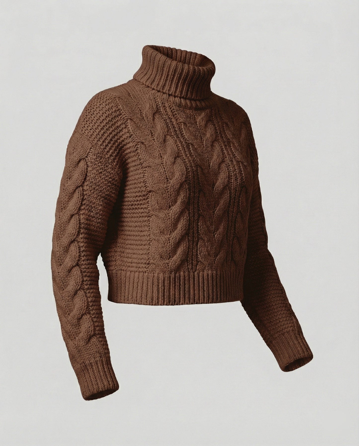 Damen Oversized Pullover Großzügig Zopfmuster Hochkragen