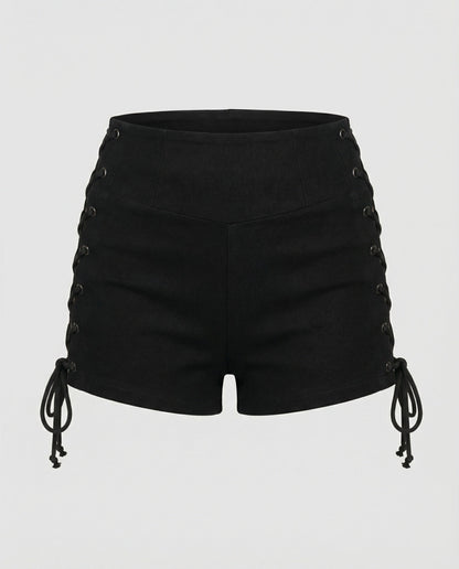 Damen Shorts High Waist Elastisch Schnürung