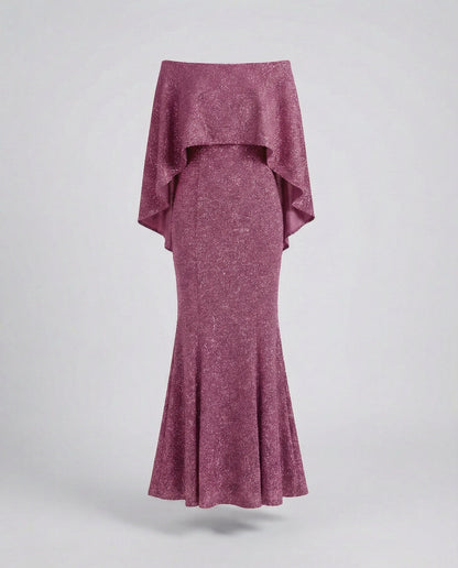 Elegantes Abendkleid Off-Shoulder Damenkleid Glitter