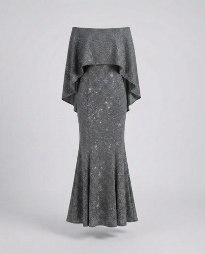 Elegantes Abendkleid Off-Shoulder Damenkleid Glitter