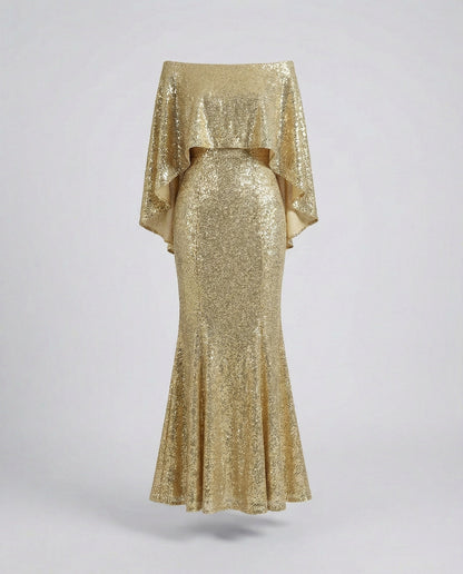 Elegantes Abendkleid Off-Shoulder Damenkleid Glitter