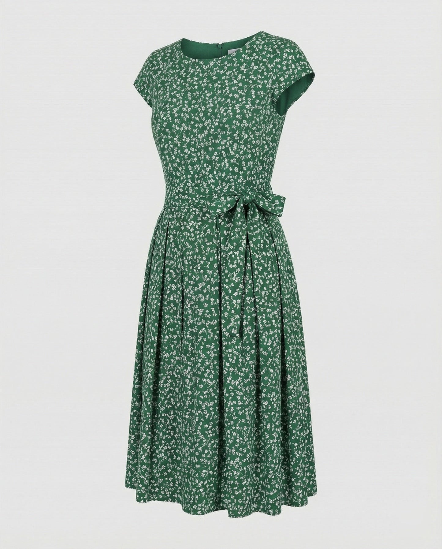 Damen Midi Kleid mit Gürtel Verschnürung