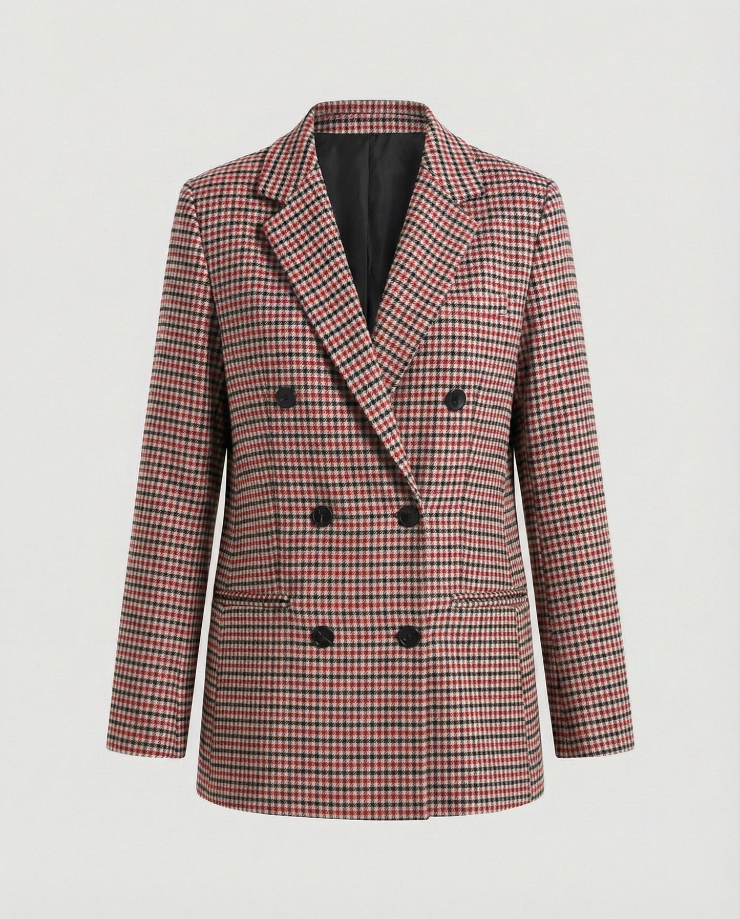 Damen Blazerjacke Kariert Doppelknopf Modern