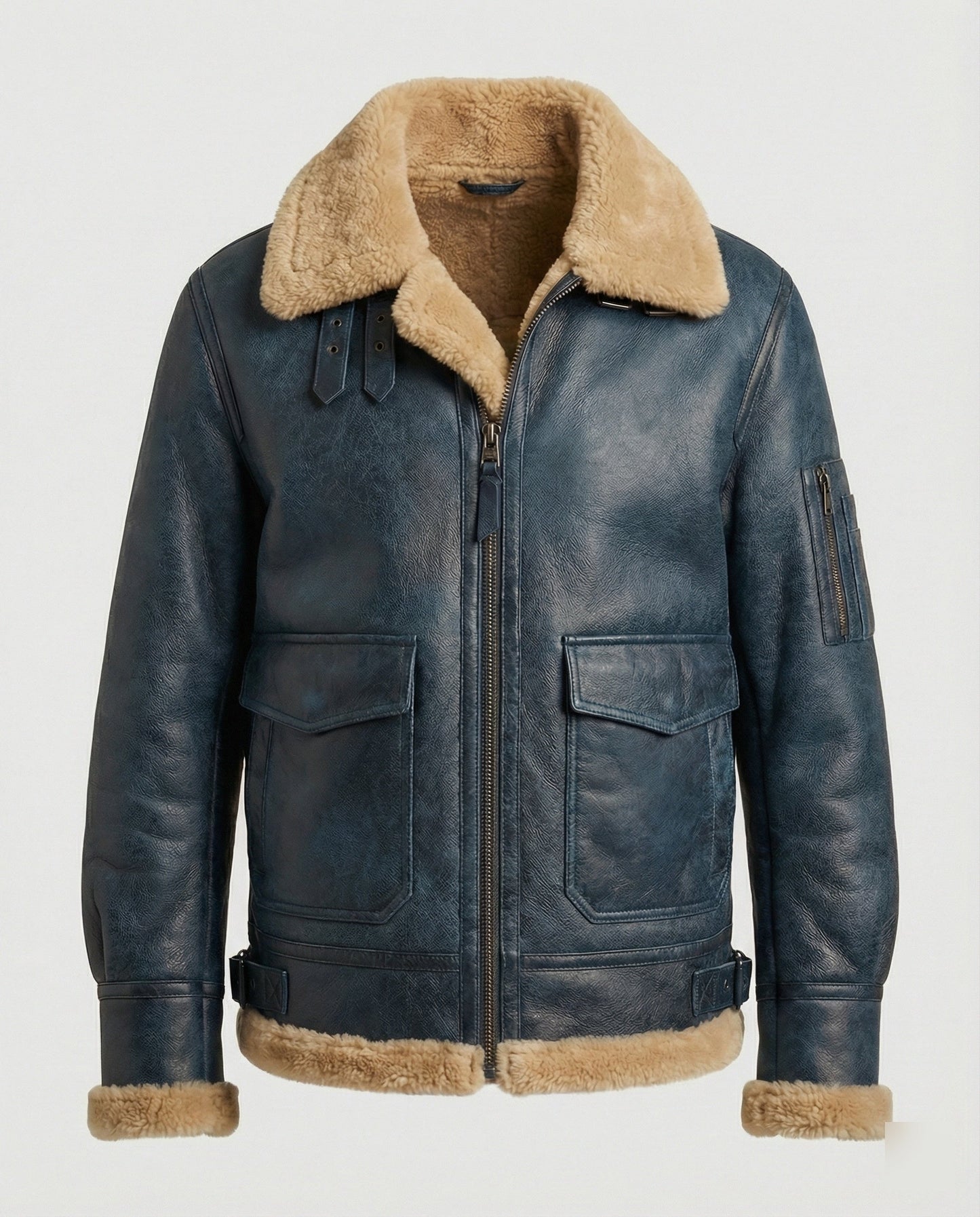 Herren Stehkragen Jacke Echtleder Dunkelbraun