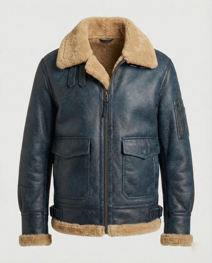 Herren Stehkragen Jacke Echtleder Dunkelbraun