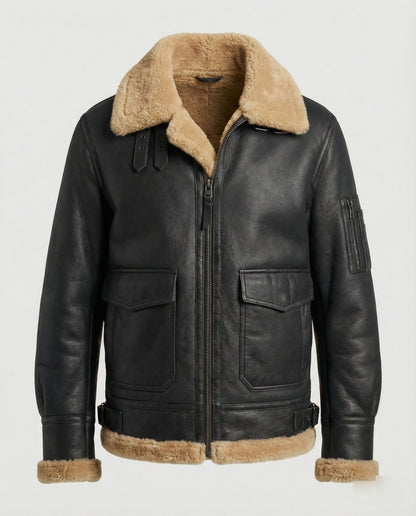 Herren Stehkragen Jacke Echtleder Dunkelbraun