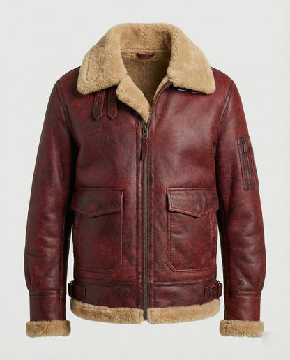 Herren Stehkragen Jacke Echtleder Dunkelbraun
