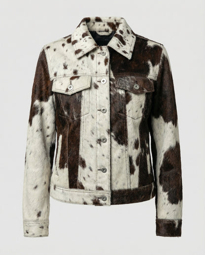 Lederjacke Damen Wildleder Tierprint Trendy Modern