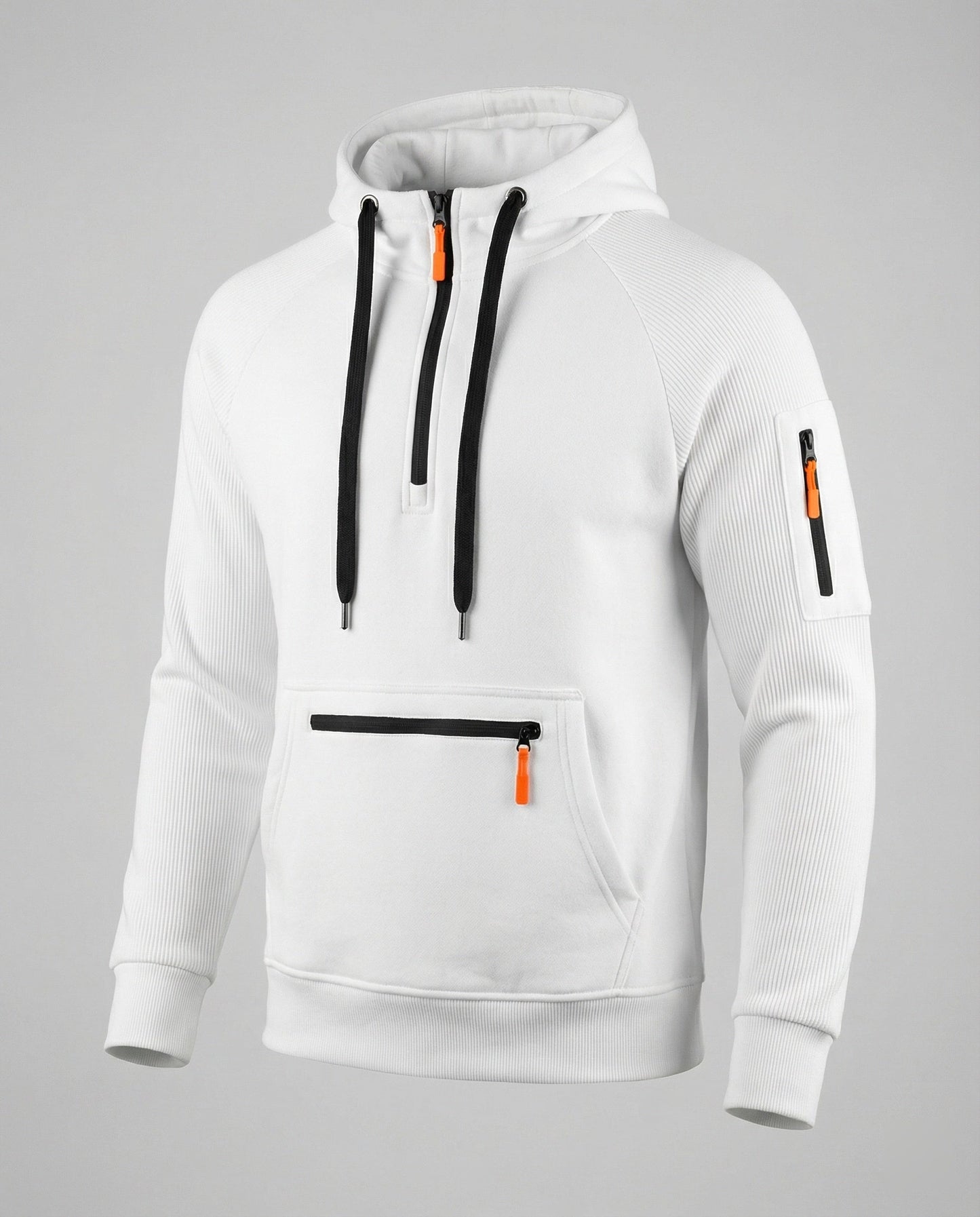 Herren Hoodie Sportlich Mit Reißverschluss Taschen