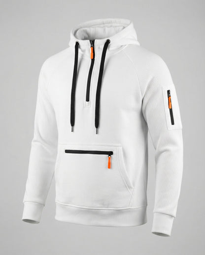 Herren Hoodie Sportlich Mit Reißverschluss Taschen