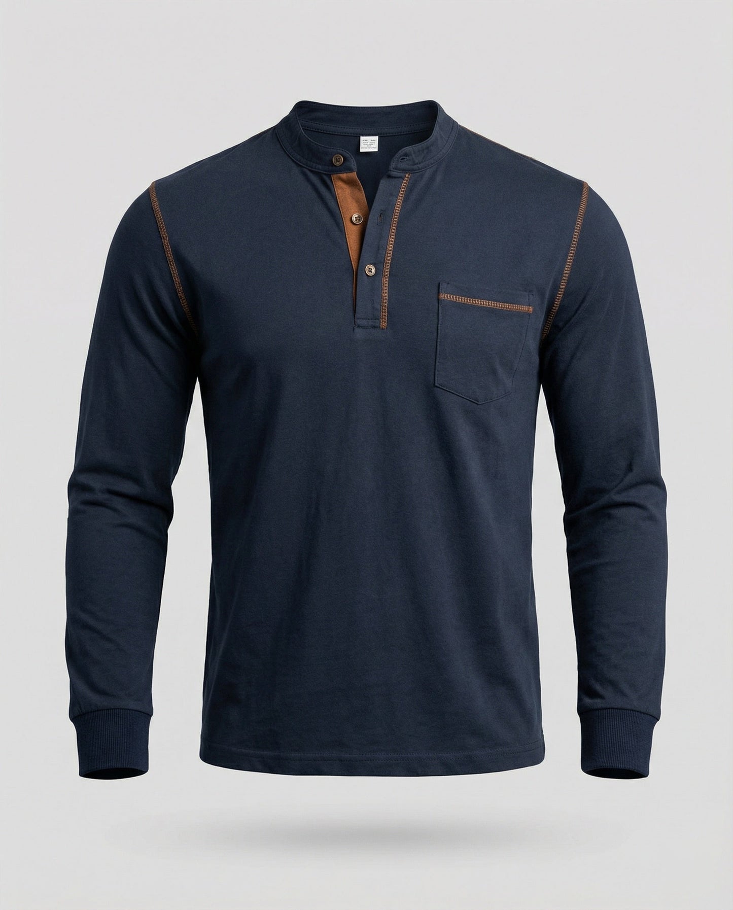 Herren Langarmshirt Henley Style Baumwolle
