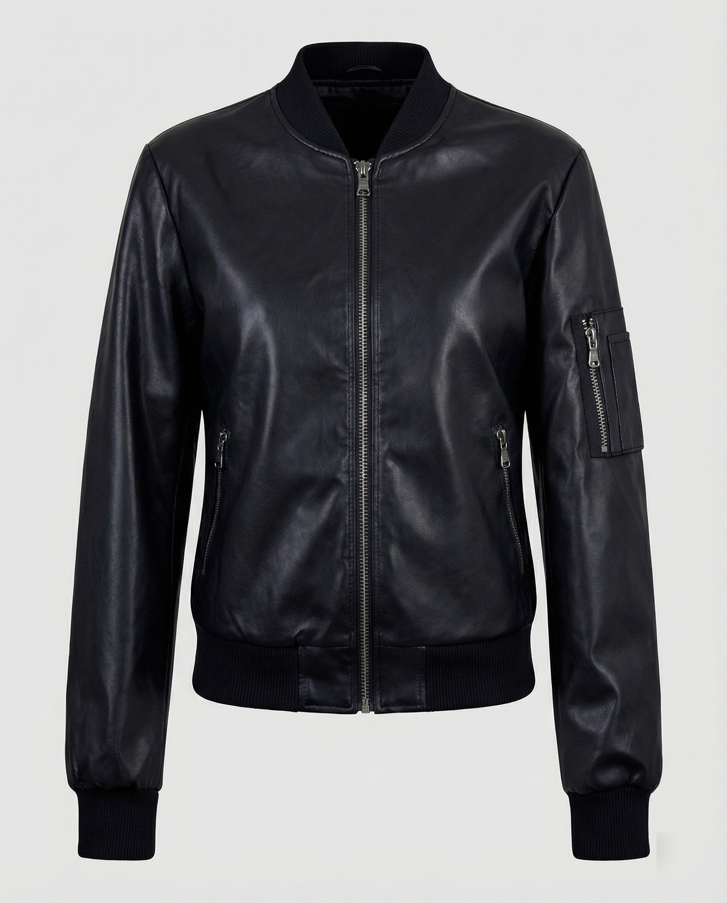 Damen Steppjacke Leicht Kunstleder Modern