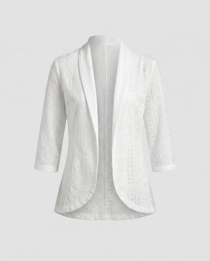 Damen Blazerjacke Elegant Tailliert Mit Lochmuster