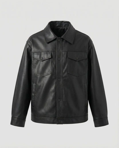 Herren Lederjacke Klassisch mit Reißverschluss und Taschen