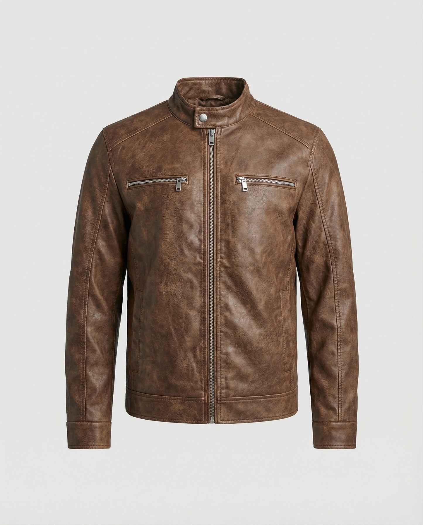 Herren Lederjacke Asymmetrisch Vintage Style