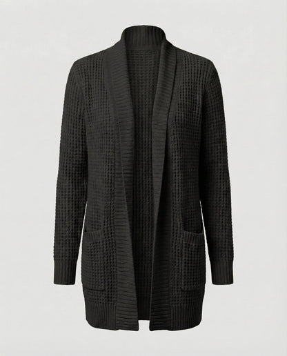 Strickjacke Weich Lange Ärmel Offen Vorne Mit Taschen