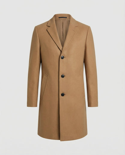 Herren Trenchcoat Lang Wollbezogen Elegent