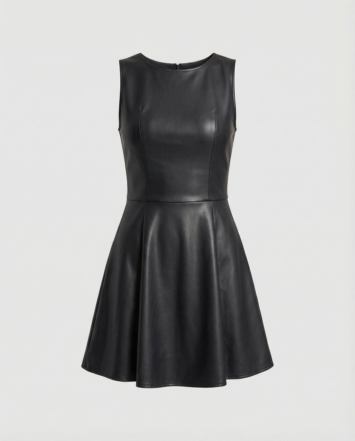 Lederkleid Damen Schwingrock Minikleid Schwarz