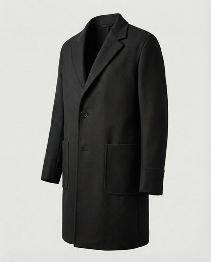 Langer Damenmantel Wollmantel Elegant Schwarz