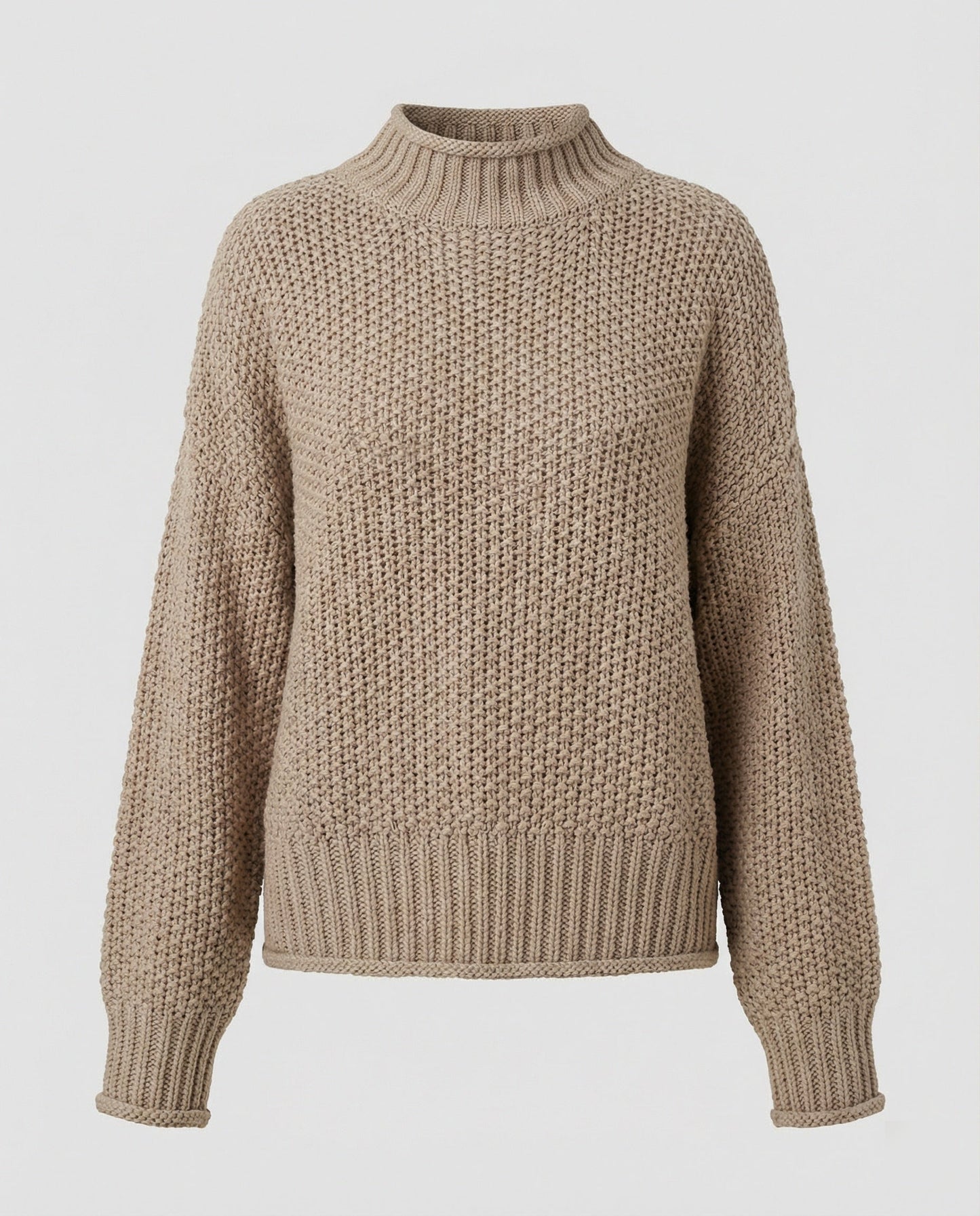Damen Strickpullover Kuschelig Weit Ärmel Hochkragen