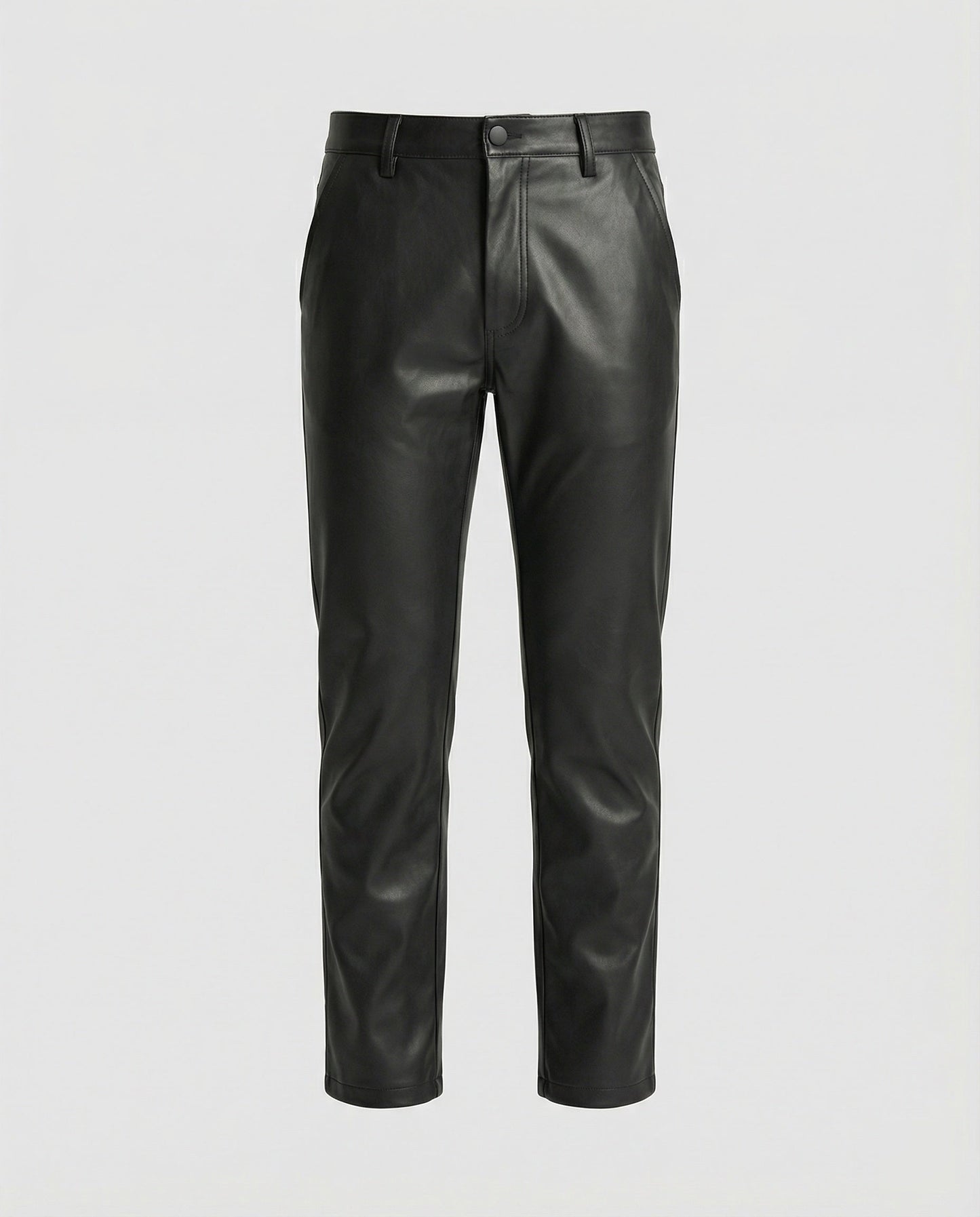Herren Hose schmale Passform Kunstleder Schwarz