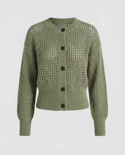 Damen Cardigan Strick Großkaros Luftig Modern