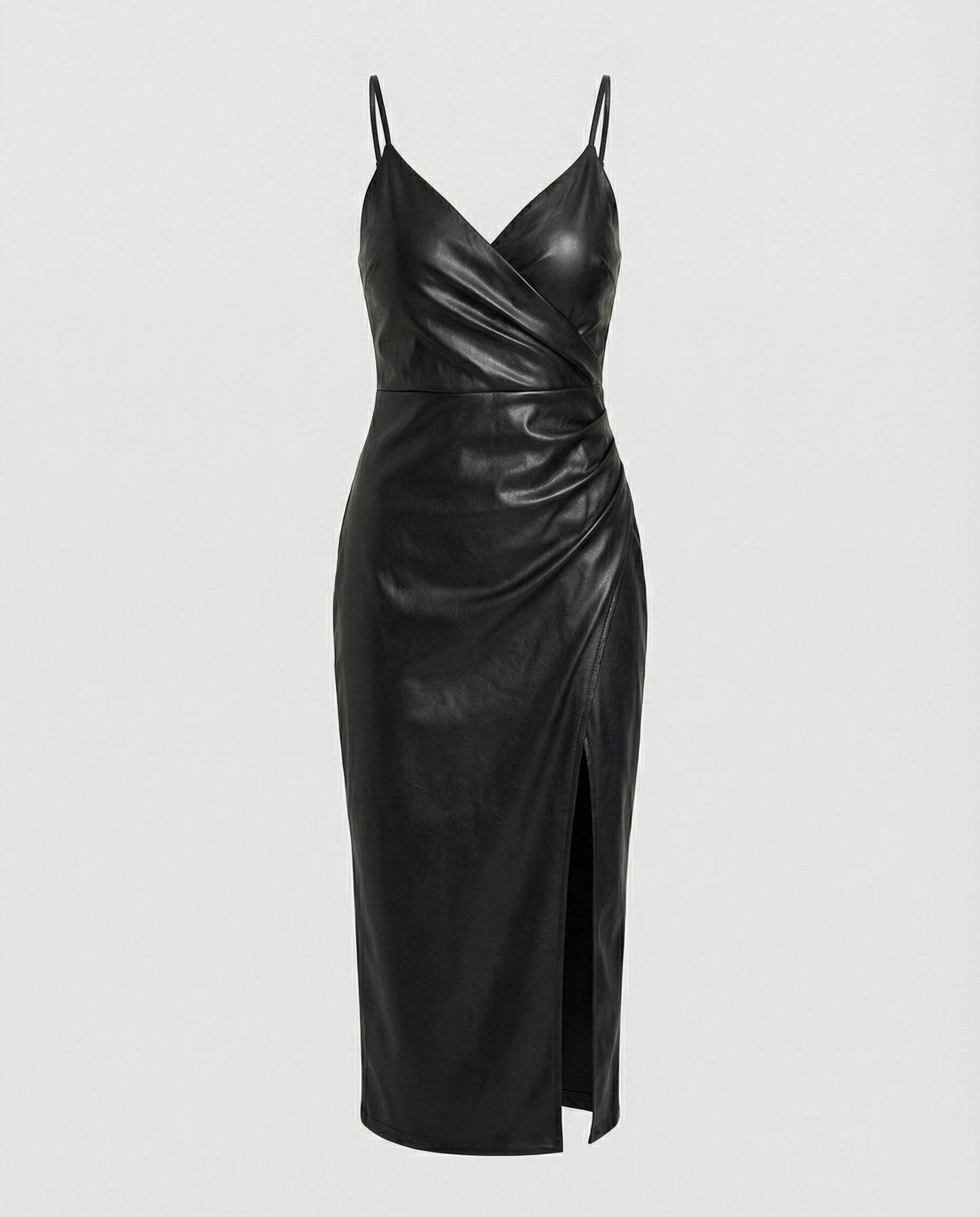Damen Lederkleid Figurformend Mit Schlitz