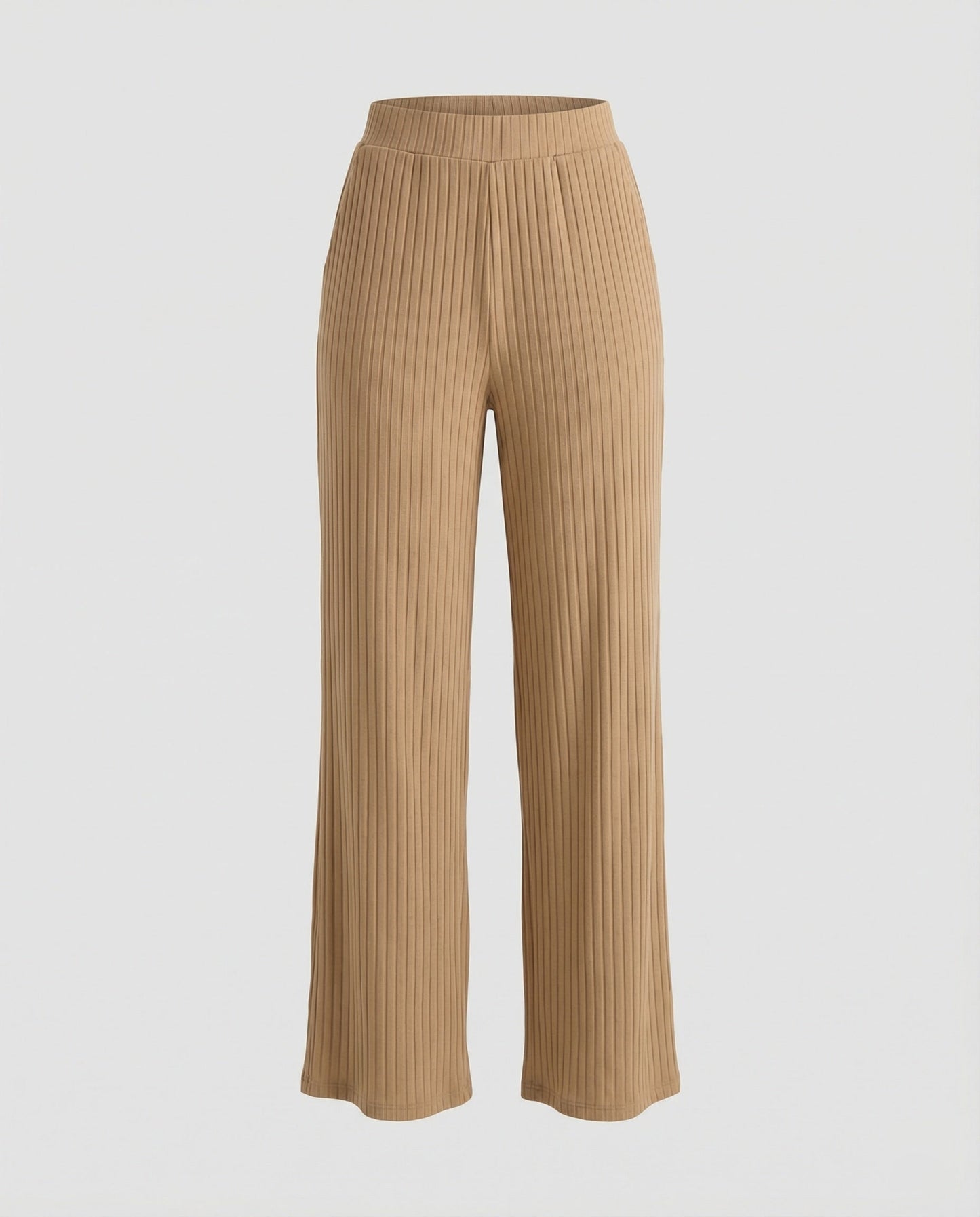 Damen Sommerhose Weit Geschnitten Elegant Mit Rippstruktur