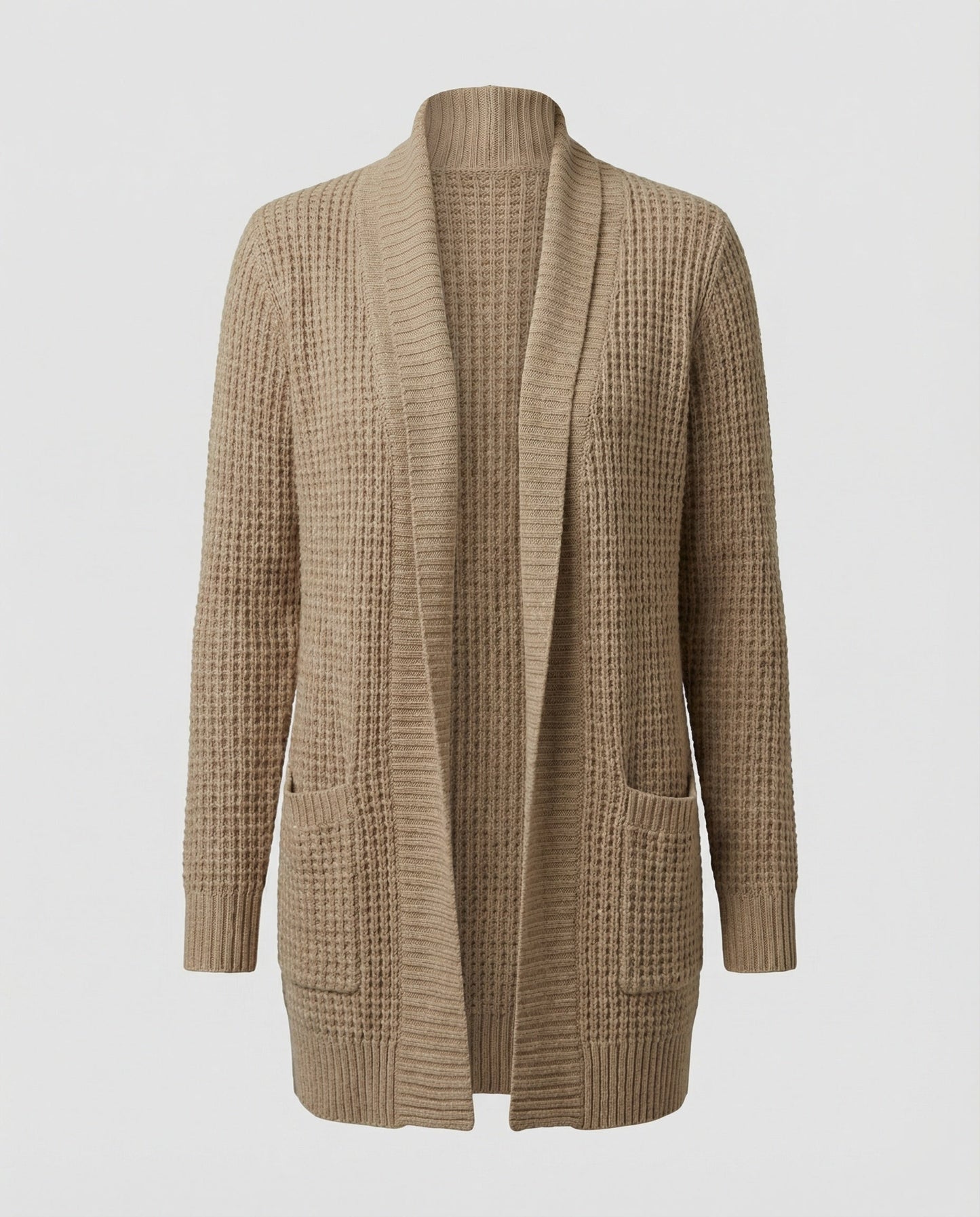 Strickjacke Weich Lange Ärmel Offen Vorne Mit Taschen