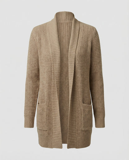 Strickjacke Weich Lange Ärmel Offen Vorne Mit Taschen