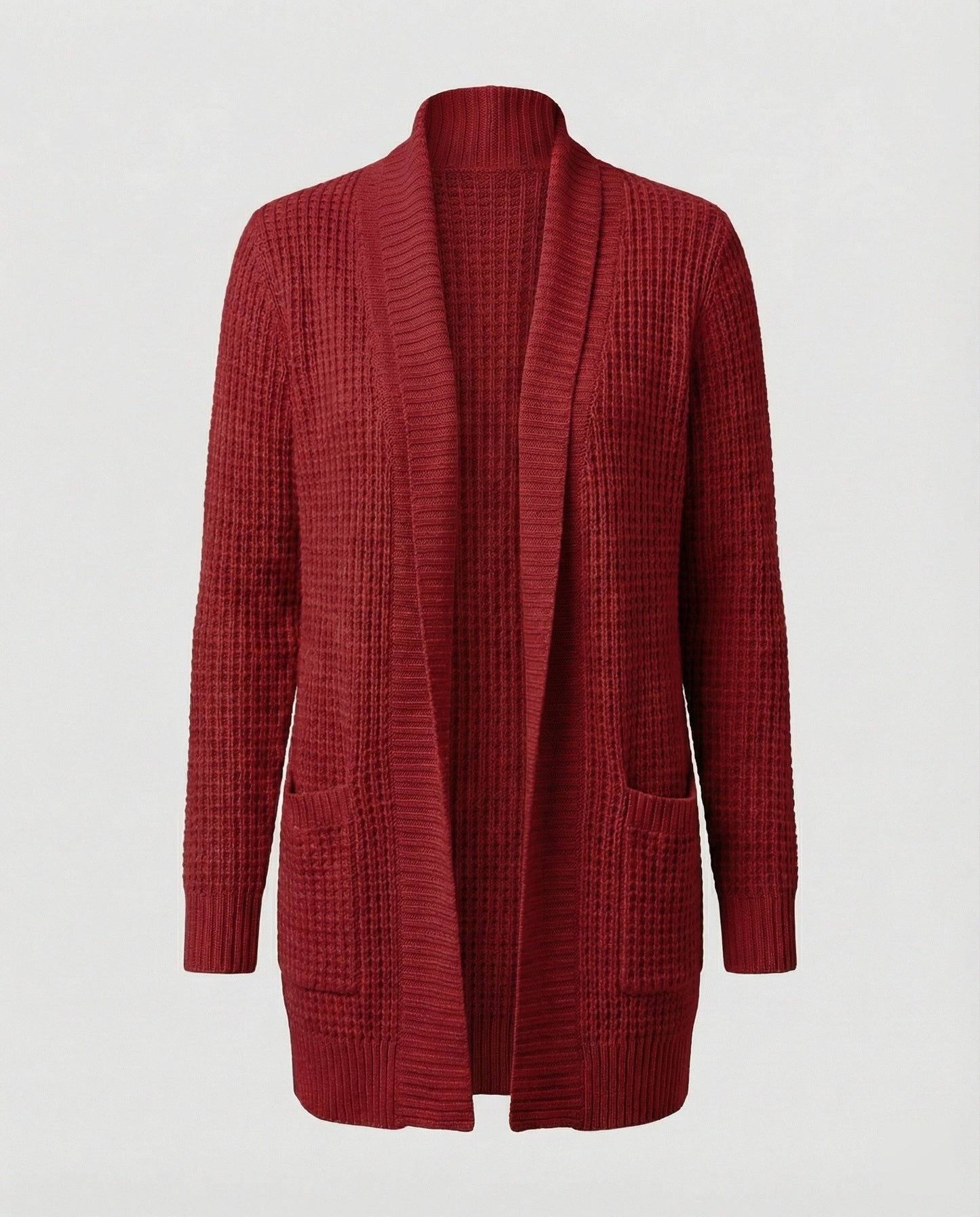 Strickjacke Weich Lange Ärmel Offen Vorne Mit Taschen