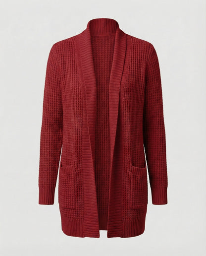Strickjacke Weich Lange Ärmel Offen Vorne Mit Taschen