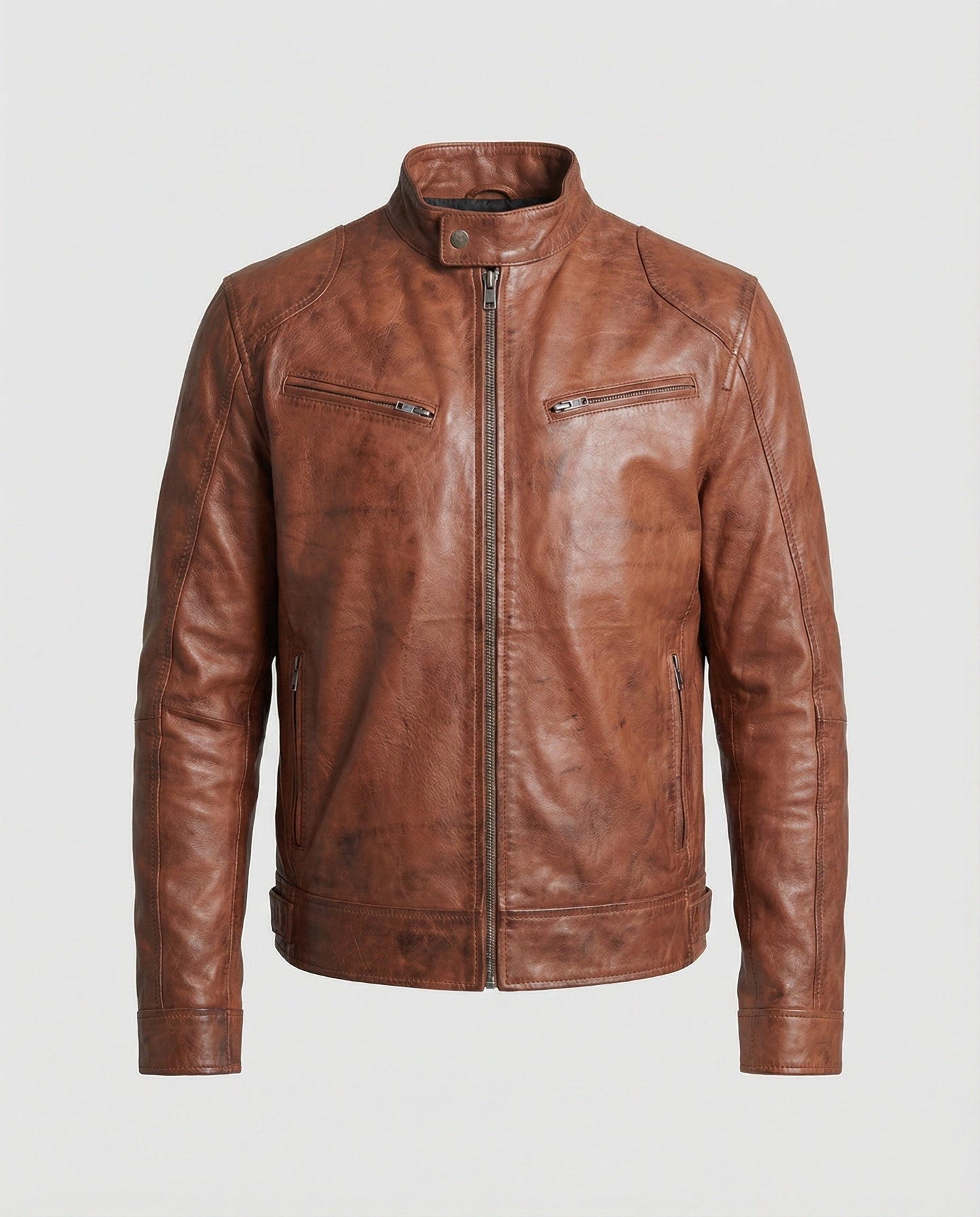 Herren Lederjacke Echtleder Schwarz Hochwertig