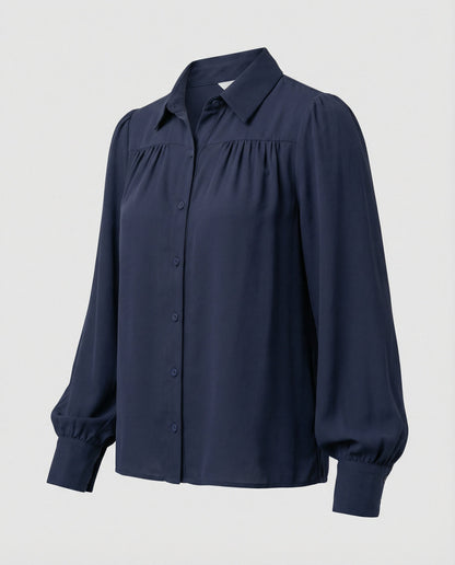 Elegante Damenbluse Puffärmel Knopf Details Modern