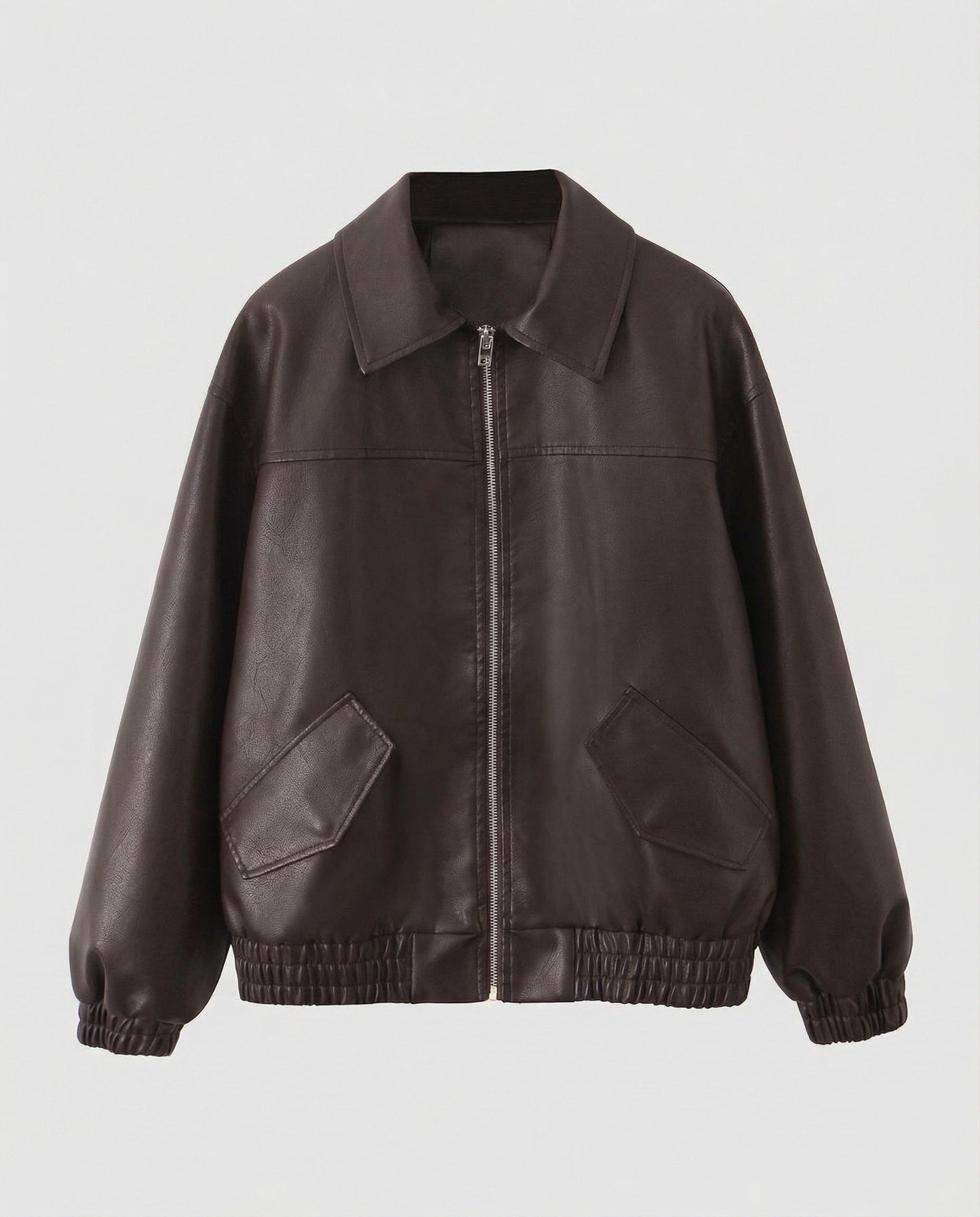Damen Lederjacke Metallic Glanz Schwarz