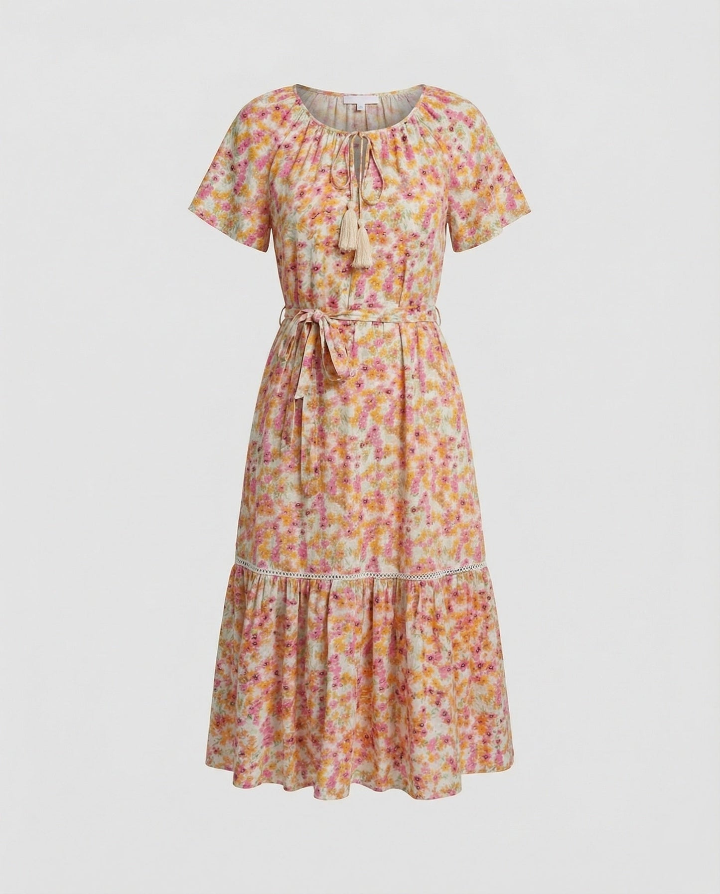 Damen Midi-Kleid Blumenmuster Sommerkleid Elegant