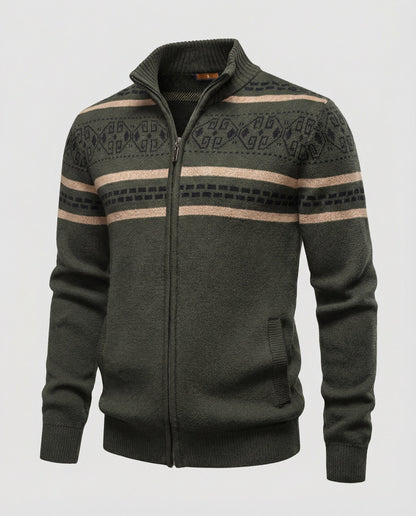 Herren Strickjacke Modern Zipper Muster Stadtchic