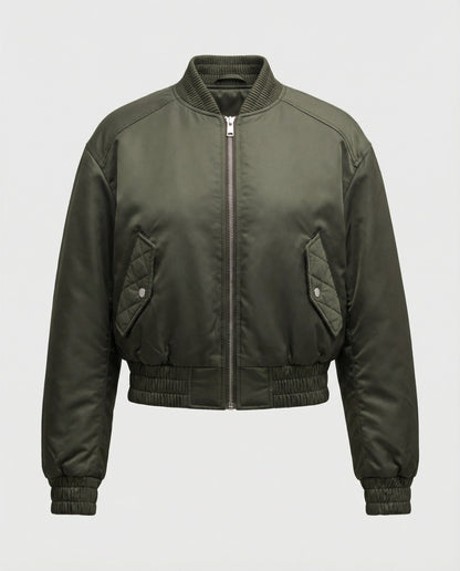Damen Bomberjacke Hochgeschlossen mit Kapuze - BerlinGlamour