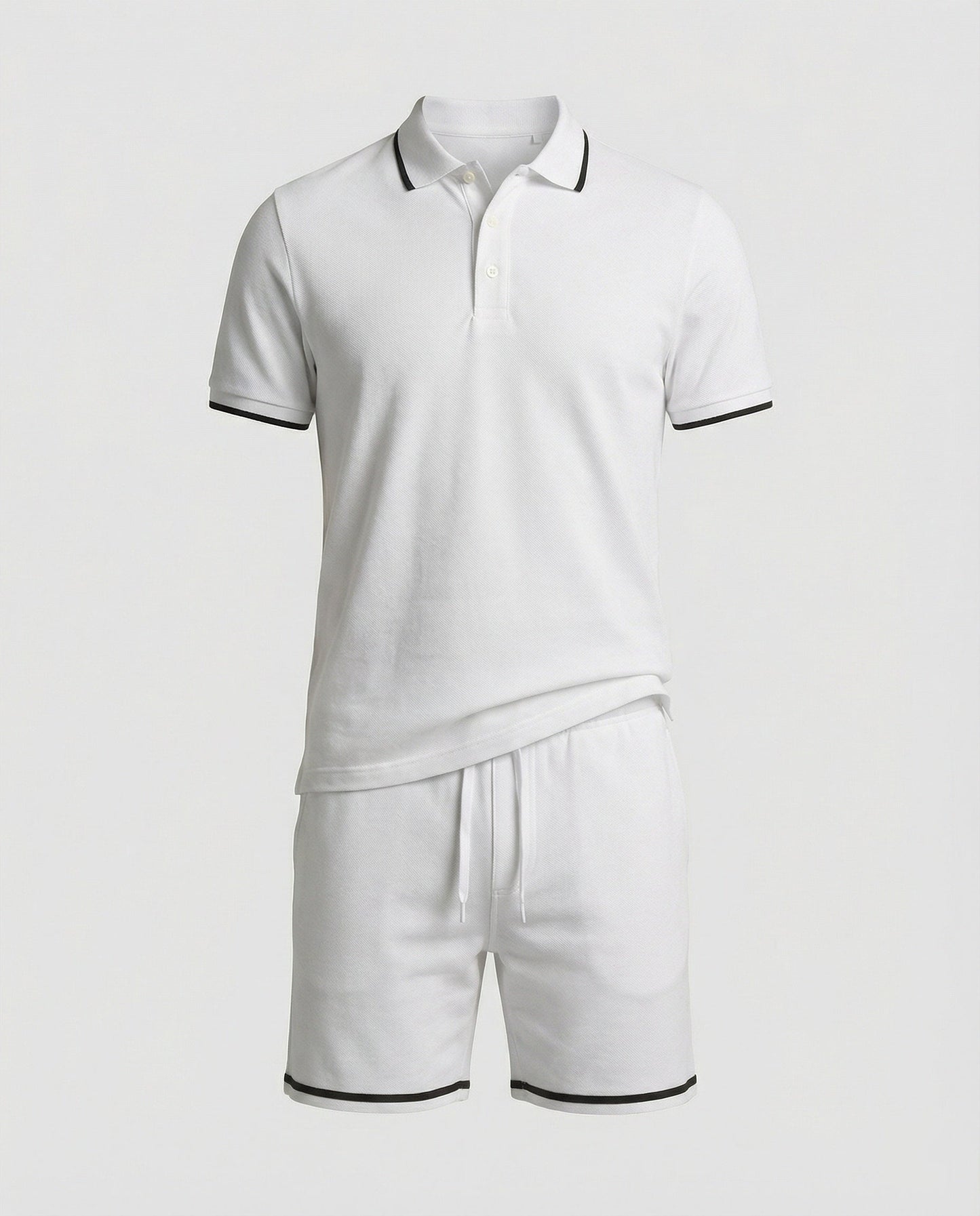 Herren Sportset Polo-Shirt und Shorts Kontraststreifen Modern