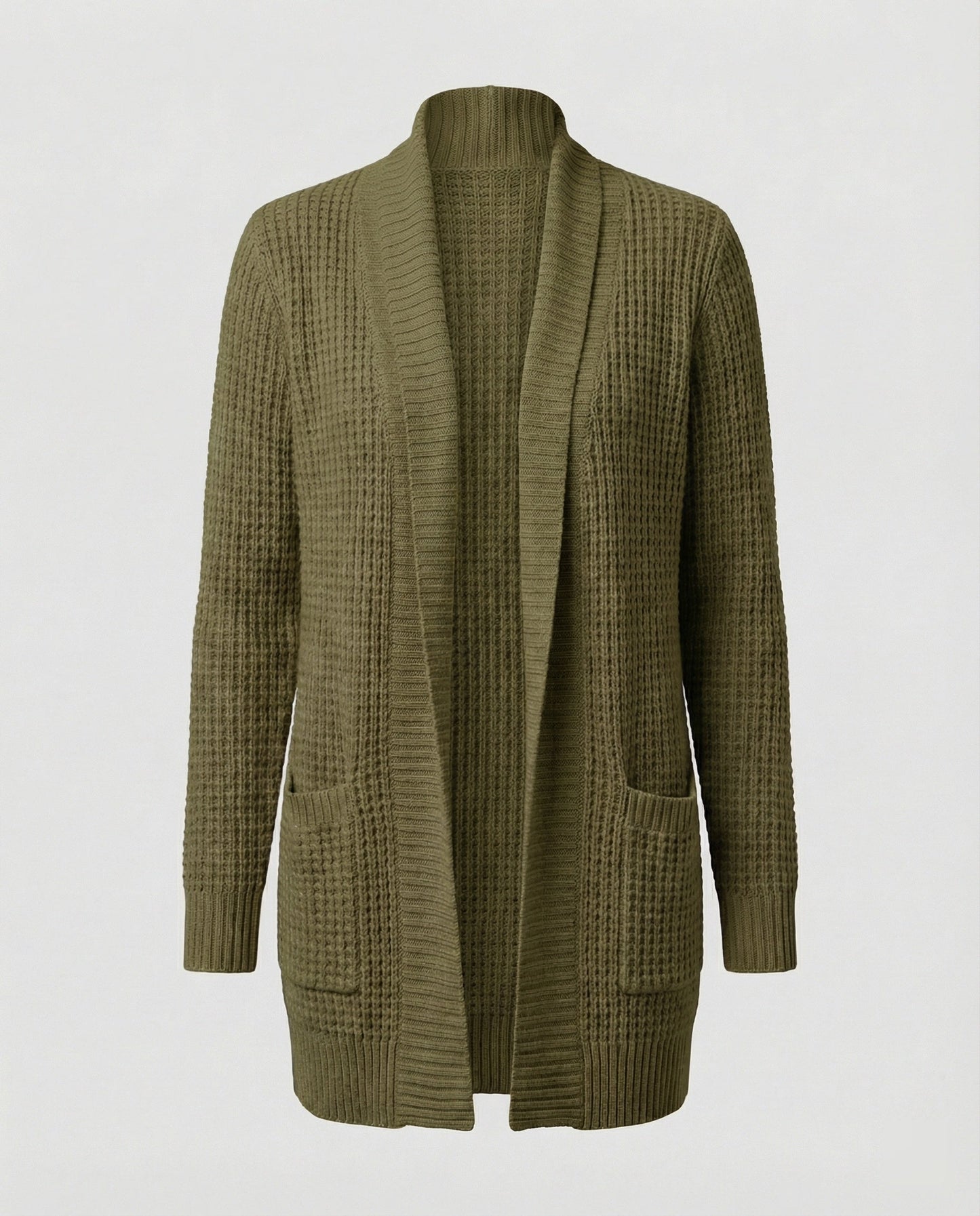 Strickjacke Weich Lange Ärmel Offen Vorne Mit Taschen