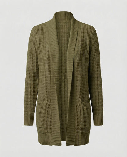 Strickjacke Weich Lange Ärmel Offen Vorne Mit Taschen