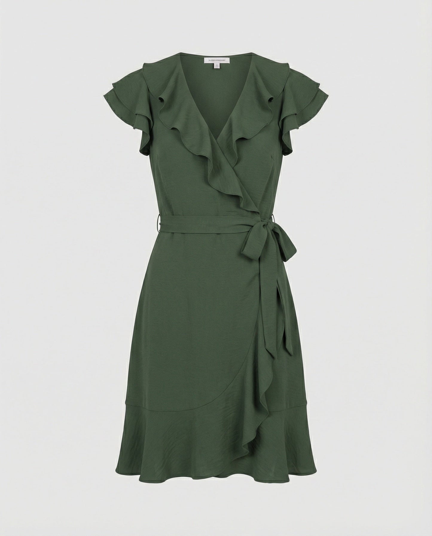 Damen Wickelkleid Rüschen Taillengürtel Modern