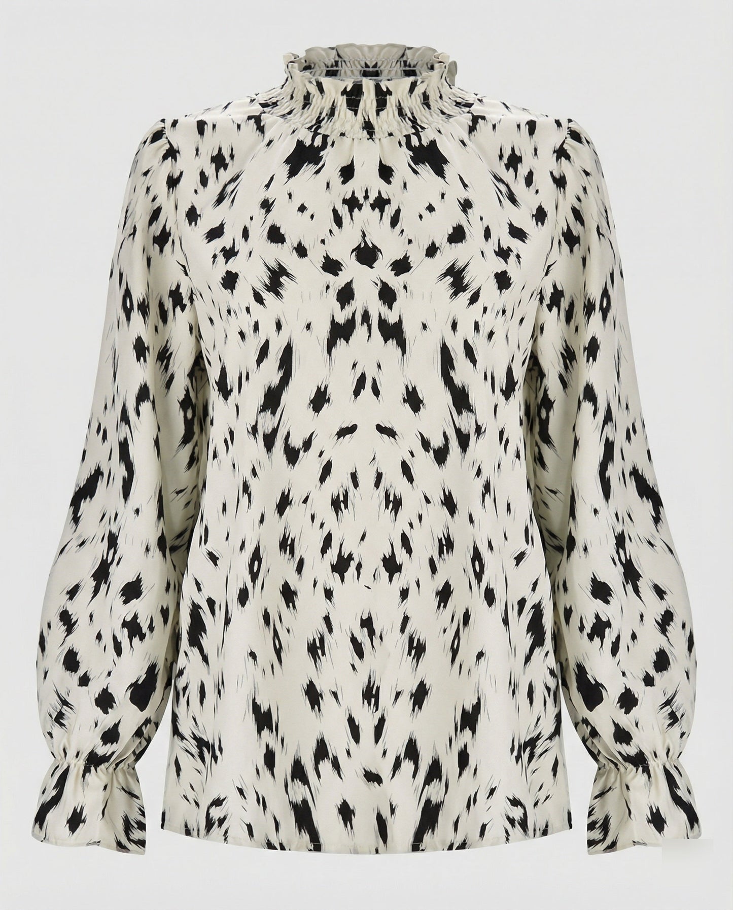 Damenbluse Elegante Tiermuster Bluse Mit Rüschensaum