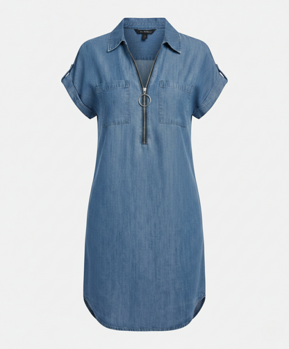 Frauen Jeanskleid mit Reißverschluss Modern